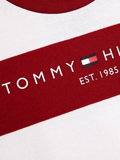 Tommy Hilfiger Essential Organic Cotton Stripe Fantje Majice Rdeča | TH685DZS