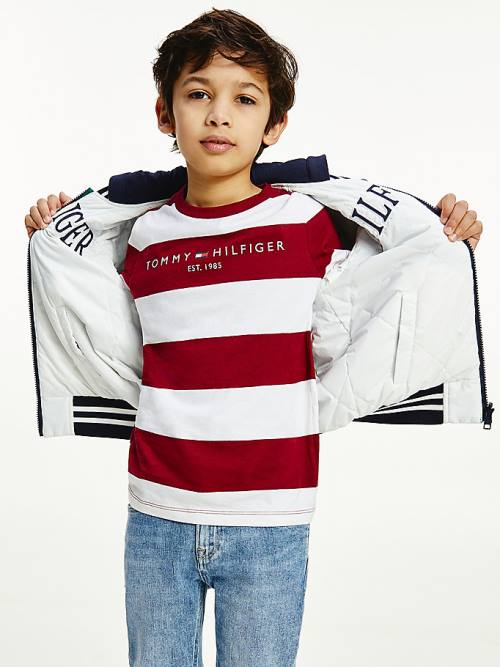 Tommy Hilfiger Essential Organic Cotton Stripe Fantje Majice Rdeča | TH685DZS