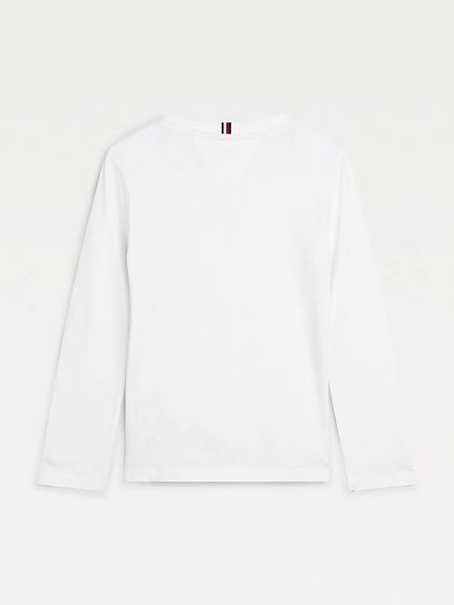 Tommy Hilfiger Essential Organic Cotton Long Sleeve Fantje Majice Bela | TH704TMZ