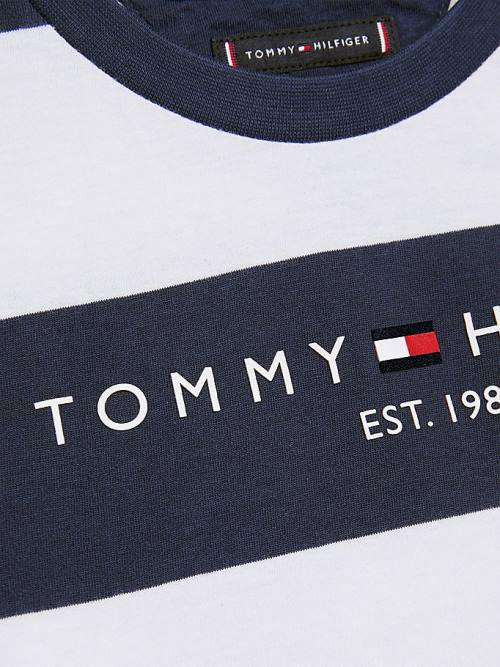 Tommy Hilfiger Essential Organic Cotton Stripe Fantje Majice Modra | TH835NXT