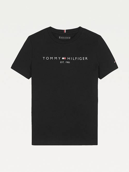 Tommy Hilfiger Essential Organic Cotton Logo Dekleta Majice Črna | TH839NDP