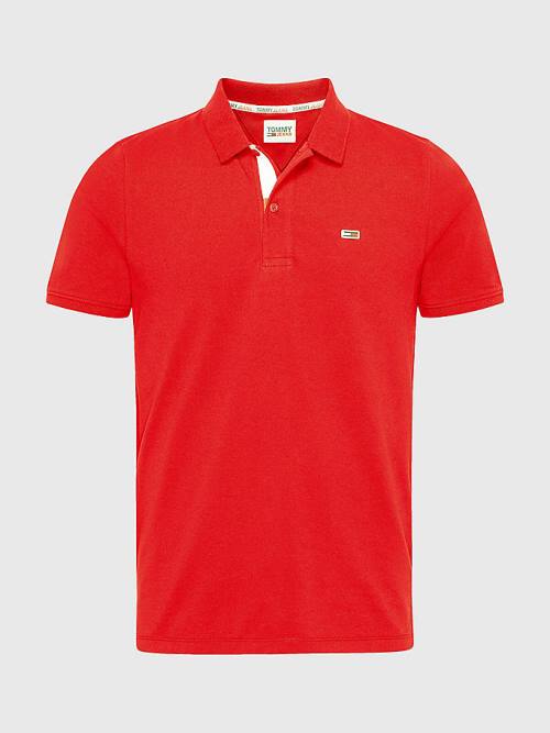 Tommy Hilfiger Essential Organic Cotton Slim Fit Moški Polo Majica Rdeča | TH849JGS