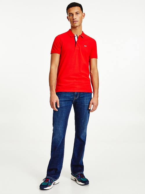 Tommy Hilfiger Essential Organic Cotton Slim Fit Moški Polo Majica Rdeča | TH849JGS