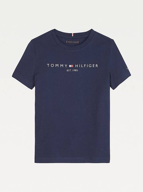 Tommy Hilfiger Essential Organic Cotton Logo Fantje Majice Modra | TH931TVY