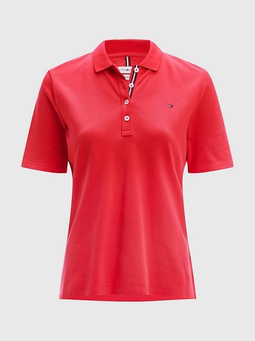 Tommy Hilfiger Essential Placket Detail Ženske Polo Majica Rdeča | TH412VOE