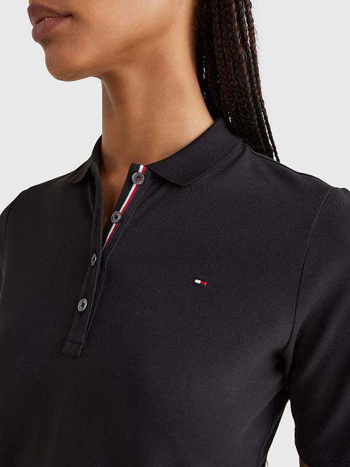 Tommy Hilfiger Essential Placket Detail Ženske Polo Majica Črna | TH972ERX