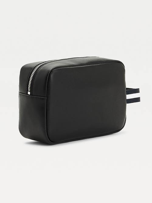 Tommy Hilfiger Essential Recycled Leather Washbag Moški Torbice Črna | TH706PBS