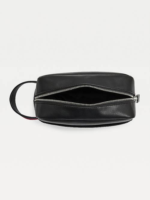 Tommy Hilfiger Essential Recycled Leather Washbag Moški Torbice Črna | TH706PBS