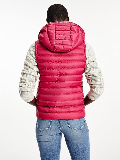 Tommy Hilfiger Essential Removable Hood Down Vest Ženske Plašč Rdeča | TH461VWH