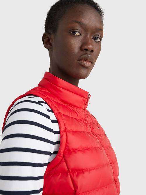 Tommy Hilfiger Essential Removable Hood Down Vest Ženske Plašč Rdeča | TH530VZY