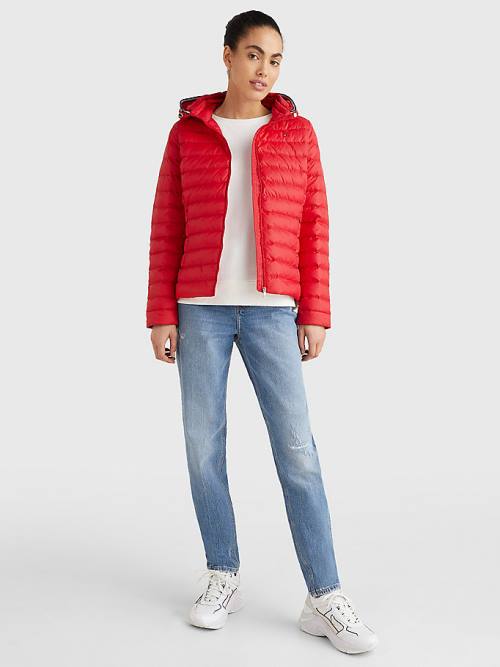 Tommy Hilfiger Essential Removable Hood Down Ženske Jakne Rdeča | TH714DXT