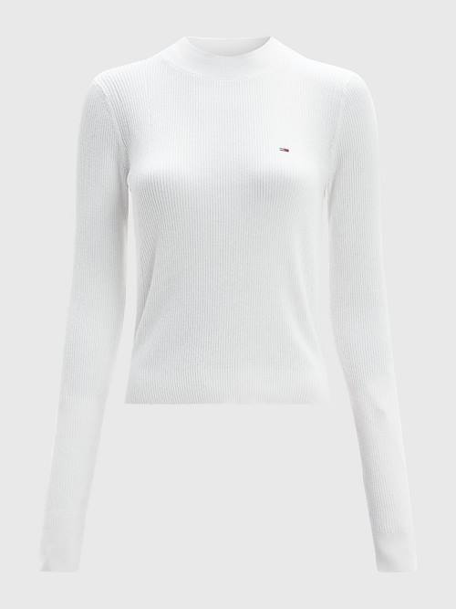 Tommy Hilfiger Essential Rib-Knit Jumper Ženske Puloverji Bela | TH873FWS