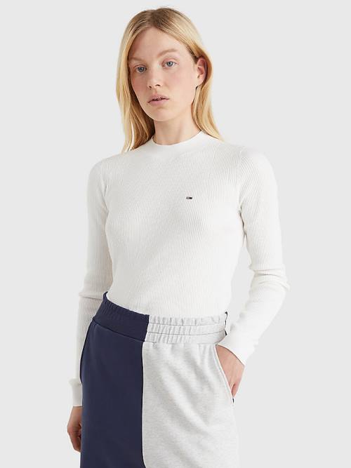 Tommy Hilfiger Essential Rib-Knit Jumper Ženske Puloverji Bela | TH873FWS