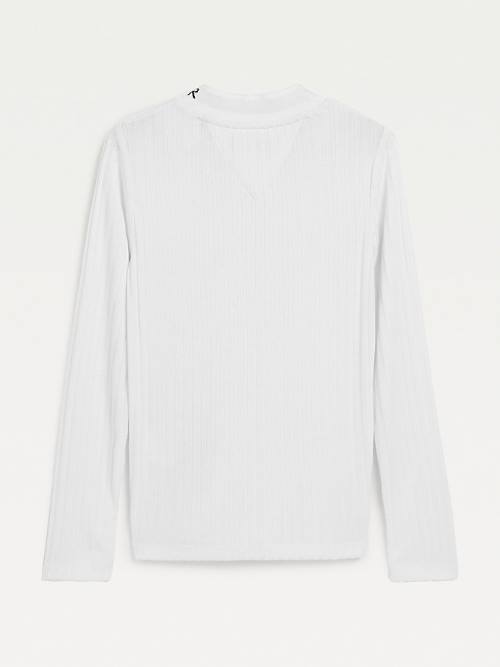 Tommy Hilfiger Essential Rib-Knit Long Sleeve Dekleta Majice Bela | TH508BEP