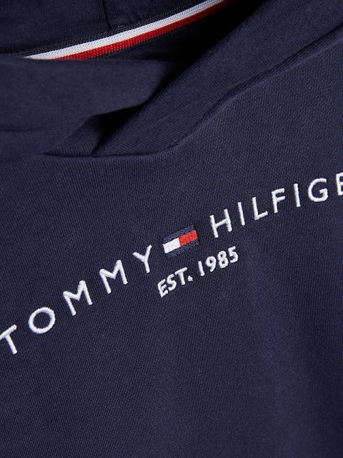 Tommy Hilfiger Essential Ruched Detailing Dekleta Pulover s kapuco Modra | TH917HOM