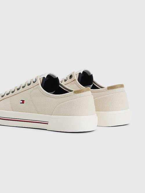 Tommy Hilfiger Essential Signature Canvas Moški Superge Bež | TH432LHT