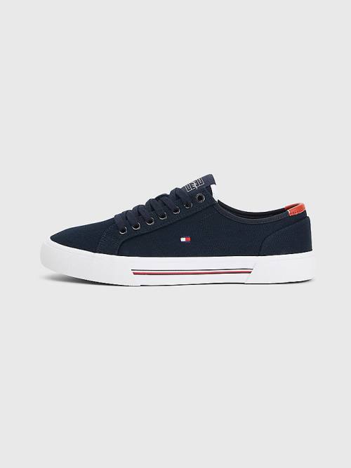 Tommy Hilfiger Essential Signature Canvas Moški Superge Modra | TH576GWZ