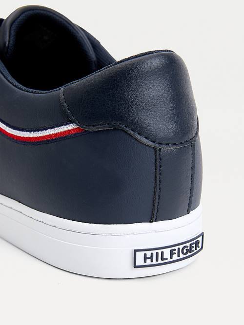 Tommy Hilfiger Essential Signature Detail Leather Moški Superge Modra | TH637SRT