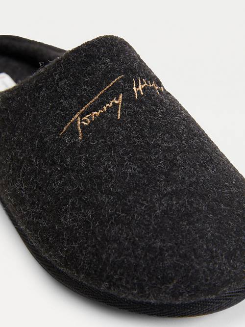 Tommy Hilfiger Essential Signature Home Ženske Copati Črna | TH175BUT