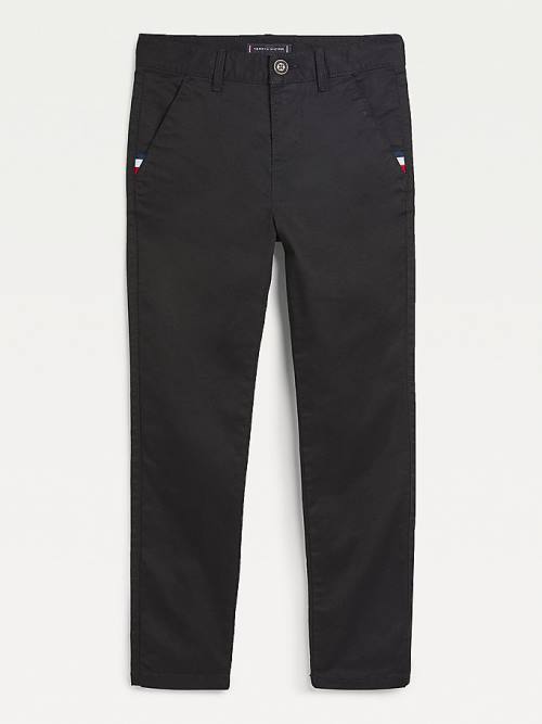 Tommy Hilfiger Essential Slim Fit Chinos Fantje Hlače Črna | TH139QAZ