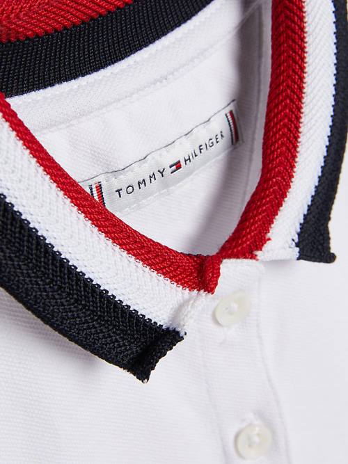 Tommy Hilfiger Essential Stripe Collar Polo Dekleta Obleke Bela | TH630XYU