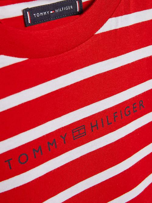 Tommy Hilfiger Essential Stripe Fantje Majice Rdeča | TH034SLB