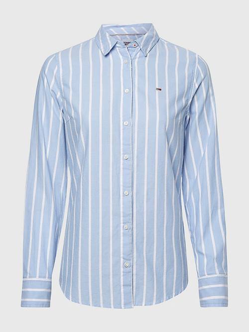 Tommy Hilfiger Essential Stripe Slim Fit Ženske Srajce Bela | TH073JGD