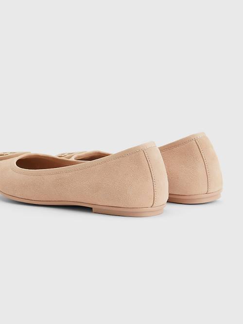 Tommy Hilfiger Essential Suede Ženske Balerina Bež | TH461HMV