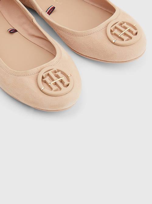 Tommy Hilfiger Essential Suede Ženske Balerina Bež | TH461HMV