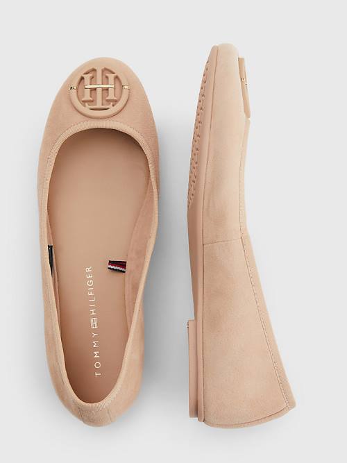 Tommy Hilfiger Essential Suede Ženske Balerina Bež | TH461HMV