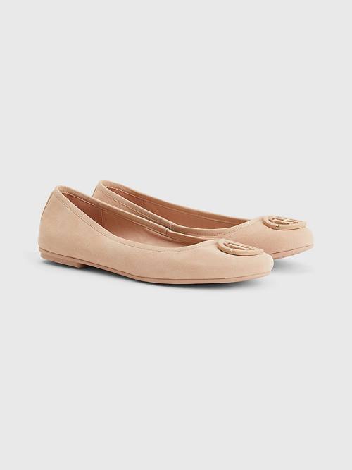 Tommy Hilfiger Essential Suede Ženske Balerina Bež | TH461HMV