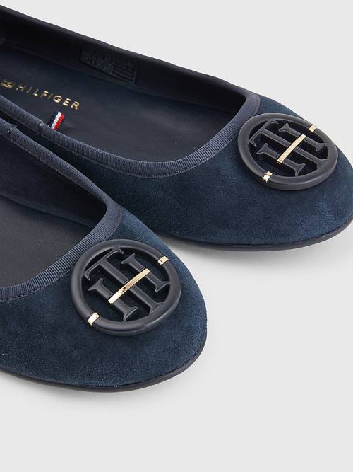 Tommy Hilfiger Essential Suede Ženske Balerina Modra | TH801LIM