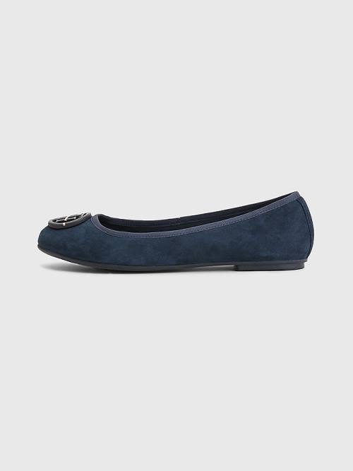 Tommy Hilfiger Essential Suede Ženske Balerina Modra | TH801LIM