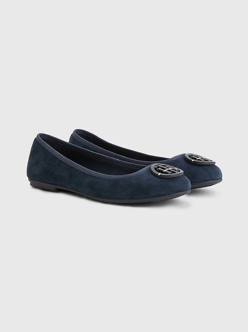 Tommy Hilfiger Essential Suede Ženske Balerina Modra | TH801LIM