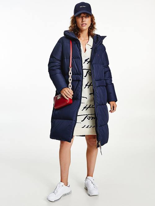 Tommy Hilfiger Essential TH Protect Padded Maxi Coat Ženske Jakne Modra | TH517PZR