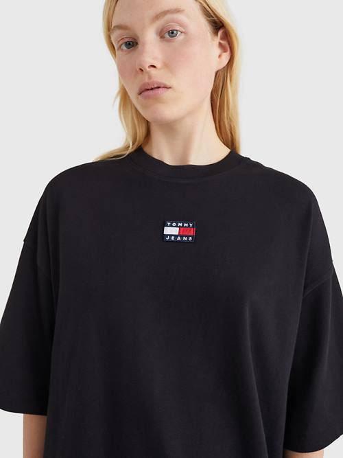 Tommy Hilfiger Essential Tommy Badge Mini Ženske Obleke Črna | TH329PIZ