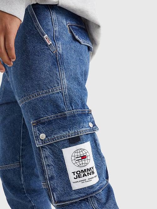 Tommy Hilfiger Ethan Relaxed Fit Cargo Moški Kavbojke Denim | TH149CDY