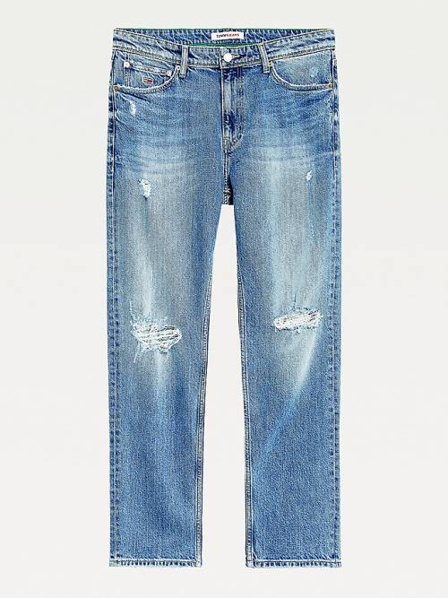 Tommy Hilfiger Ethan Straight Relaxed Distressed Moški Kavbojke Denim | TH629ESQ