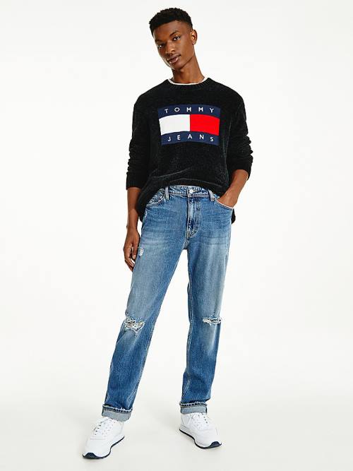 Tommy Hilfiger Ethan Straight Relaxed Distressed Moški Kavbojke Denim | TH629ESQ