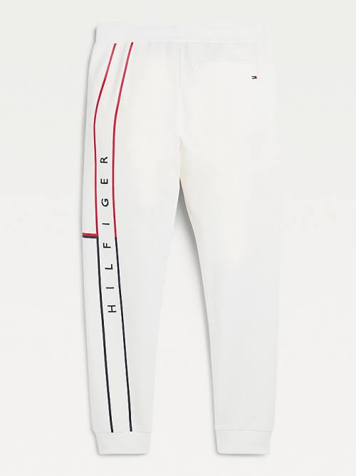 Tommy Hilfiger Exclusive Flag Logo Cuffed Joggers Moški Hlače Bela | TH761XGA