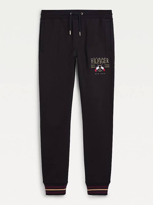 Tommy Hilfiger Exclusive Flag Logo Joggers Moški Hlače Črna | TH537PIA