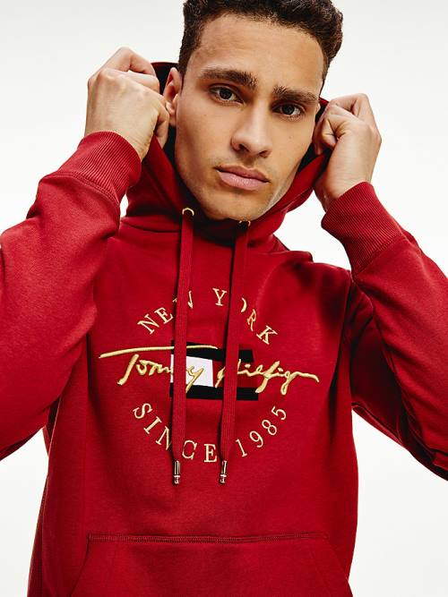 Tommy Hilfiger Exclusive Icons Moški Pulover s kapuco Rdeča | TH435UDK