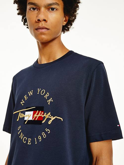 Tommy Hilfiger Exclusive Icons Organic Cotton Moški Majice Modra | TH469HJX