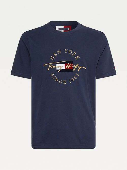 Tommy Hilfiger Exclusive Icons Organic Cotton Moški Majice Modra | TH469HJX