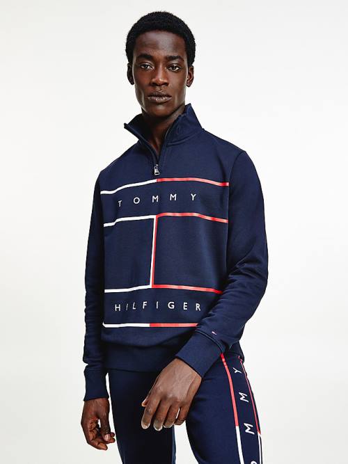 Tommy Hilfiger Exclusive Mock Turtleneck Moški Pulover Modra | TH376BLP