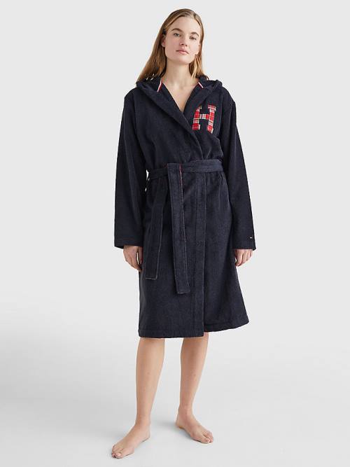 Tommy Hilfiger Exclusive Organic Cotton Towelling Bathrobe Ženske Pižama Modra | TH513FDI