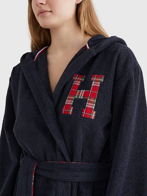 Tommy Hilfiger Exclusive Organic Cotton Towelling Bathrobe Ženske Pižama Modra | TH513FDI