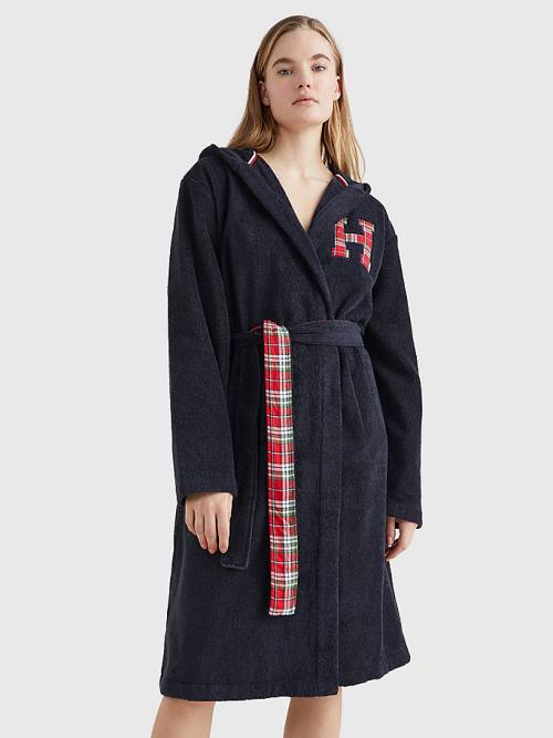 Tommy Hilfiger Exclusive Organic Cotton Towelling Bathrobe Ženske Pižama Modra | TH513FDI