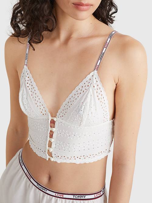 Tommy Hilfiger Eyelet Lace Longline Bra Ženske Spodnje Perilo Bela | TH402CKO