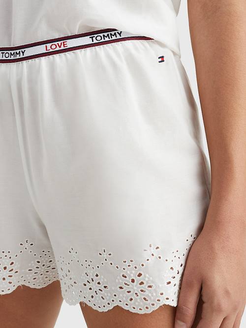 Tommy Hilfiger Eyelet Lace Shorts Ženske Pižama Bela | TH134QYI